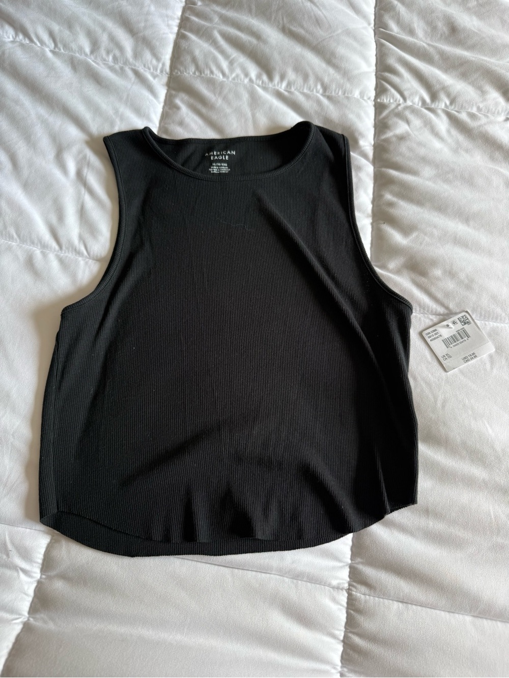 American Eagle Outfitters Black Ribbed Crewneck Tank